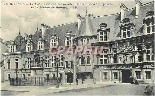 Cartes postales 20 grenoble le palis de justice(ancien des dauphins) et la statue de bayard