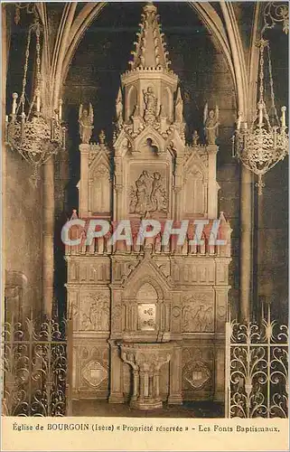 Cartes postales Eglise de bourgoin(isere) propriete reservee les fonts baptismaux