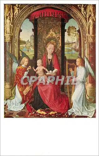 Ansichtskarte AK Madonna and  child with angels by memling(1430 1435 1494) mellon collection