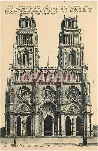 Cartes postales 3 orleans la cathedrale eglise sante croix