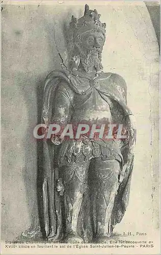 Cartes postales Statut de charlemagne en terre cuite du xi siecle Eglise Saint Julien le Pauvre Paris