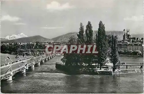 Moderne Karte Geneve IIe JJ Rousseau et le Mont Blanc