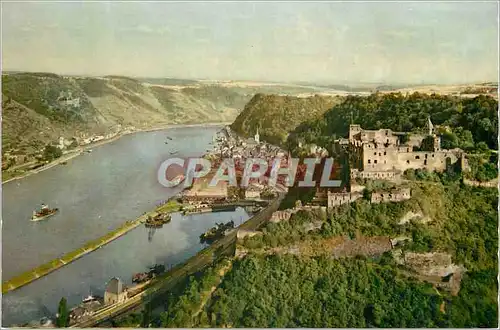 Moderne Karte Goar am Rhein und Burg Rheinfels