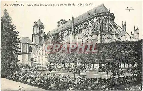 Cartes postales Bourges La Cathedrale Vue Prise du Jardin de l'Hotel de Ville