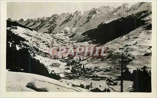 Moderne Karte La Clusaz (Haute Savoie) Vue Generale et Chaine des Aravis