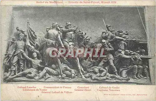 Cartes postales Relief du Monument Bataille de Saint Prival 18 Aout 1870 Militaria