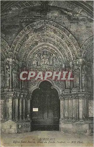 Cartes postales Bordeaux Eglise Saint Seurin Detail du Porche Central ND