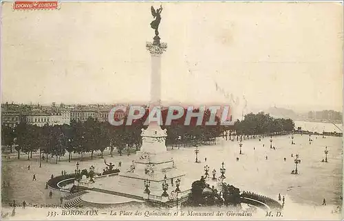 Ansichtskarte AK Bordeaux La Place des Quinconces et le Monument des Girondins