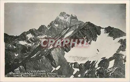 Moderne Karte Les Alpes Queyras (Environs d'Abries) LE Mont Viso (3841m) vu du Rocher Taillante