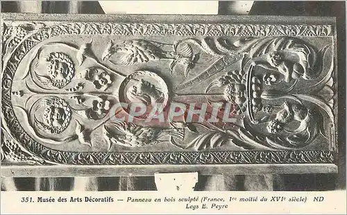 Cartes postales Musee des Arts Decoratifs Panneau en Bois Sculpte (France Iere Moitie du XVIe Si) ND