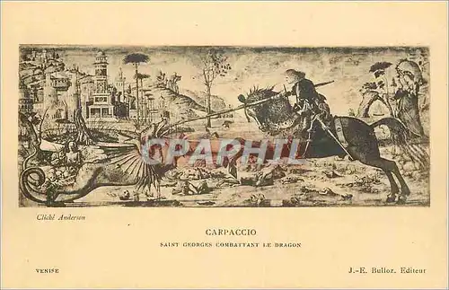 Cartes postales Carpaccio Saint Georges Combattant le Dragon Venise