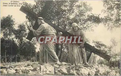 Cartes postales (Ve Station) Simon le Cyreneen aide Jesus a Porter sa Croix