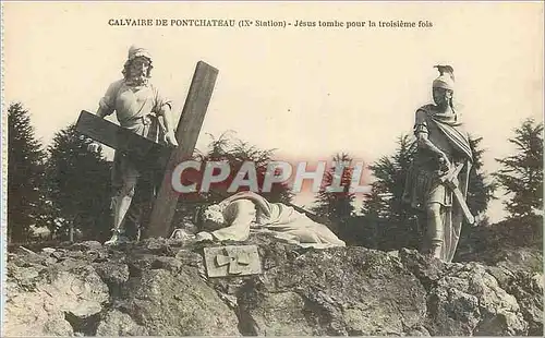 Ansichtskarte AK Calvaire de Pontchateau (IXe Station) Jesus Tombe pour la Troisieme Fois