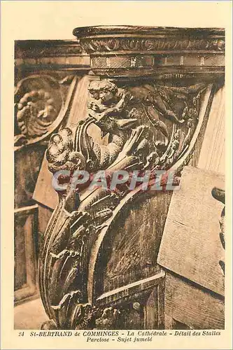 Cartes postales Saint Bertrand de Comminges La Cathedrale Detail des Stalles Parclose Sujet Jumele