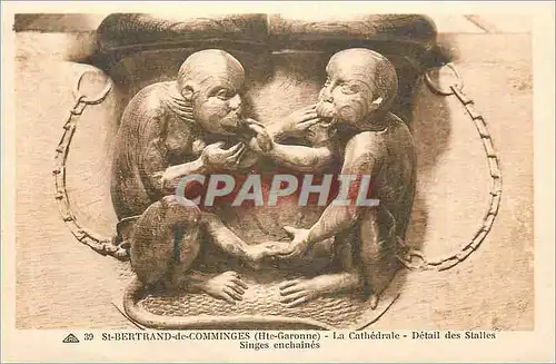 Cartes postales Saint Bertrand de Comminges (Hte Garonne) La Cathedrale Detail des Stalles Singes Enchaines