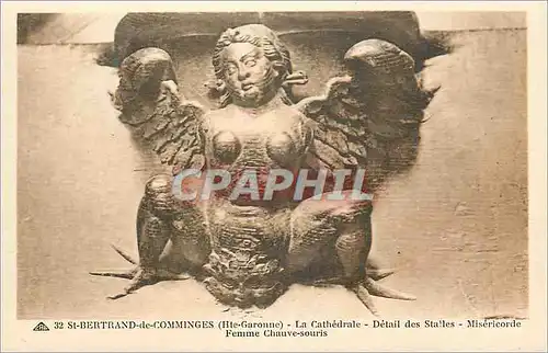 Cartes postales Saint Bertrand de Comminges (Hte Garonne) La Cathedrale Detail des Stalles Misericorde Femme Cha