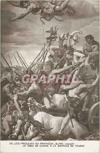 Cartes postales Les Fresques du Pantheon Blanc (Joseph) Le Voeu de Clavis a la Bataille de Tolbiac