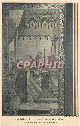 Cartes postales Maillot Invocation a Sainte Genevieve Peintures Murales du Pantheon