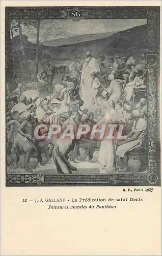 Cartes postales J B Galland La Predication de Saint Denis Peintures Murales du Pantheon