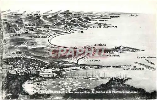 Cartes postales moderne La Cote d'Azur Vue Panoramique de Cannes et la Frontiere Italienne