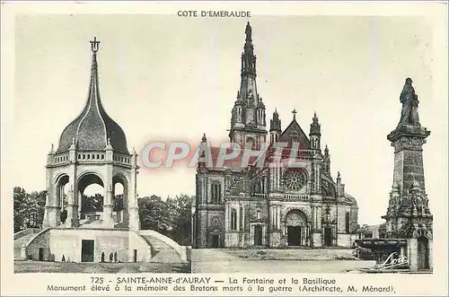 Cartes postales Saint Anne d'Auray La Fauntaine et la Basilique Monument eleve a la Memoire des Bretons morts a