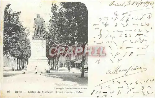 Cartes postales Reims Statue du Marechal Drouet Comte d'Erlon (carte 1900)