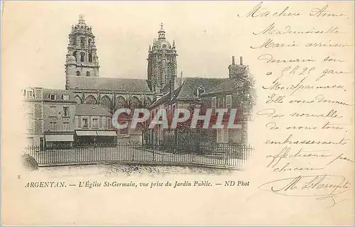 Cartes postales Argentan l'Eglise St Germain Vue Prise du Jardin Public (carte 1900)