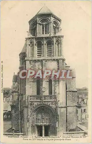 Cartes postales Poitiers (Vienne) l'Eglise Sainte Radegonde Clocher Roman du XI