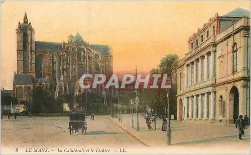 Cartes postales le Mans la Cathedrale et le Theatre