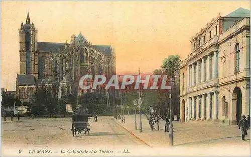 Cartes postales le Mans la Cathedrale et le Theatre