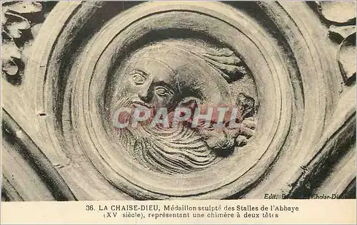 Cartes postales la Chaise Dieu Medaillon sculpte des Stalles de l'Abbaye(XV e siecle)