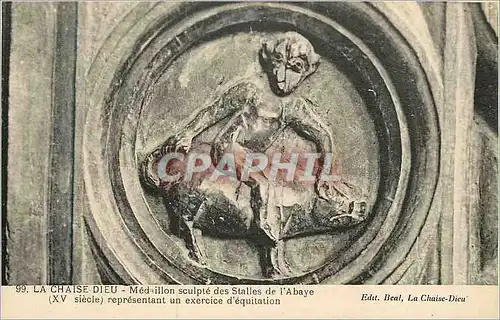 Ansichtskarte AK la Chaise Dieu Medaillon sculpte des Stalles de l'Abbaye(XV e siecle)