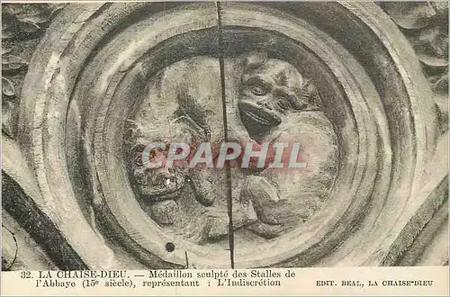 Cartes postales la Chaise Dieu Medaillon sculpte des Stalles de l'Abbaye (15e siecle)