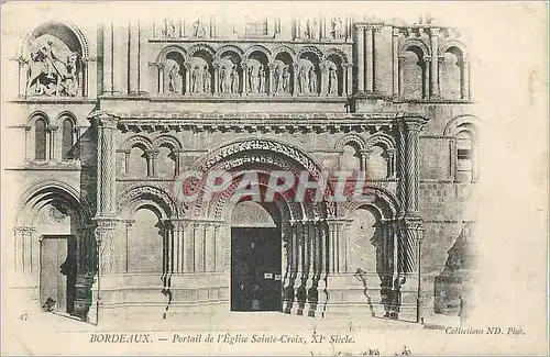 Cartes postales Bordeaux Portail de l'Eglise Sainte Croix XIe Siecle (carte 1900)