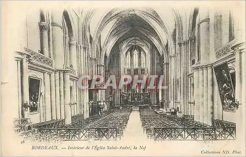 Ansichtskarte AK Bordeaux Interieur de l'Eglise Saint Andre la Nef (carte 1900)