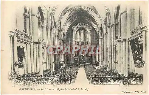 Cartes postales Bordeaux Interieur de l'Eglise Saint Andre la Nef (carte 1900)