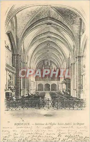 Cartes postales Bordeaux Interieur de l'Eglise Saint Andre les orgues (carte 1900)