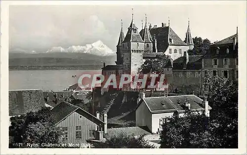 Moderne Karte Nyon Chateau et Mont Blanc