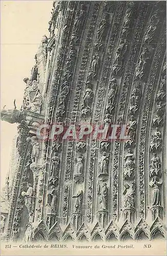 Cartes postales Cathedrale de Reims Voussure de grand Portail