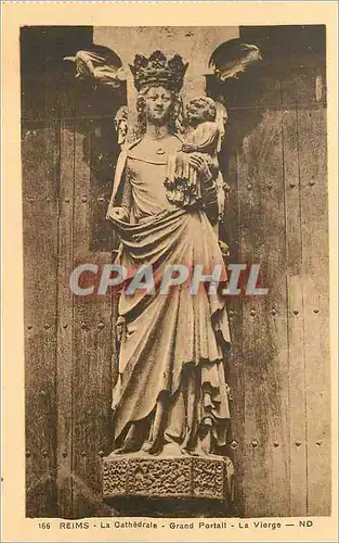 Cartes postales Reims la Cathedrale Grand Portail la Vierge