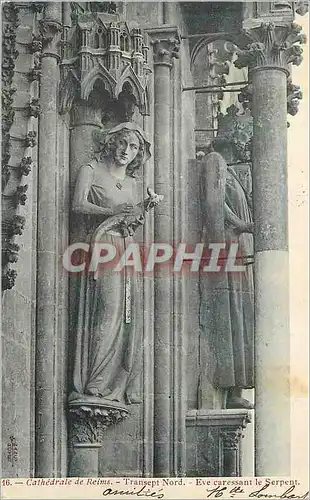 Ansichtskarte AK Cathedrale de Reims Transept Nord Eve Caressant le Serpent