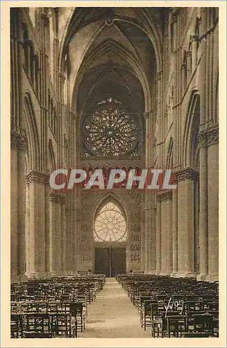 Cartes postales Reims (Marne) la Cathedrale la Nef et la Rosace