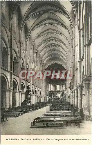 Cartes postales Reims Basilique Saint Remi nef Principale Avant sa Destruction