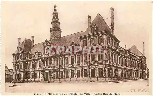 Cartes postales Reims (Marne)l'Hotel de Ville Angle Rue de Mars