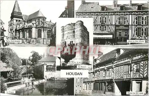 Cartes postales moderne Houdan(S et O) Eglise Saint Jacques le Dojon Hotel du Plat d'Etain la Vesgre Maison du XVe Siecl