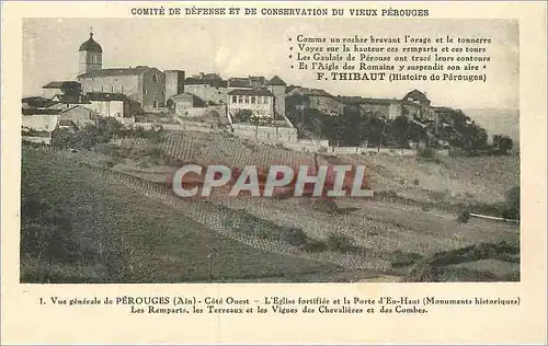 Ansichtskarte AK Vue generale de Perouges(Ain) Cote Ouest l'Eglise Fortifiee et la Porte d'En Haut (Monuments His