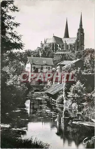 Moderne Karte en Beauce Chartres (Eure et Loir) Bords de l'Eure et la Cathedrale