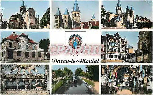 Moderne Karte Paray le Monial Basilique de Sacre Coeur la Poste l'Hotel de Ville