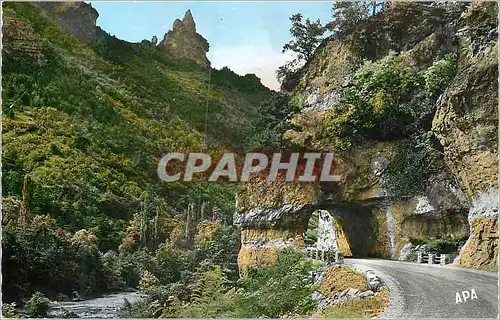 Cartes postales moderne en Parcourant les Gorges du Tarn un des Curieux Aspects de la Route le Rocher de Capluc