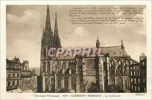 Cartes postales l'Auvergne Pittoresque Clermont Ferrand la Cathedrale